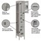 Salsbury Industries Wardrobe Locker, 12inW, Steel, 3 Tiers, Gray 73165GY-U